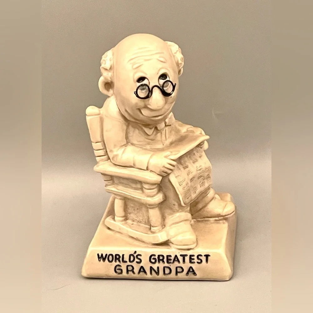 Vintage Russ Berrie World’s Greatest Grandpa Figurine 5”Unbreakable Statue